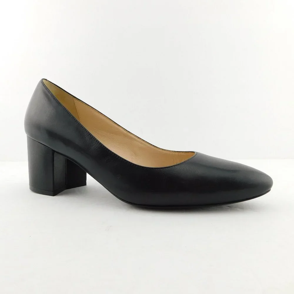 COLE HAAN Black Leather Block Heel Pumps 11